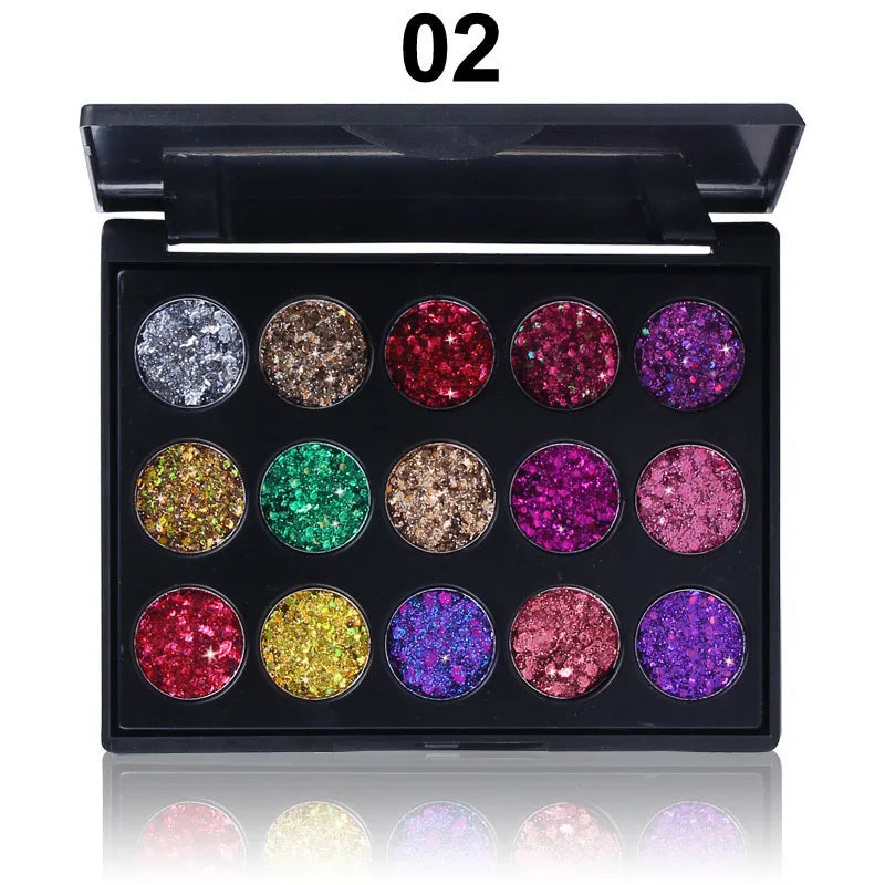 Cmaadu 15 Color Glitter Eye Shadow Pallete Pigment Professional Eye Make up