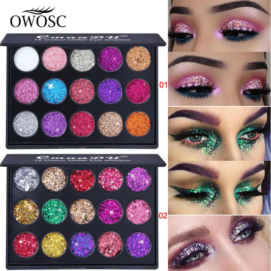 OWOSC 15 Color Glitter Eye Shadow Palette