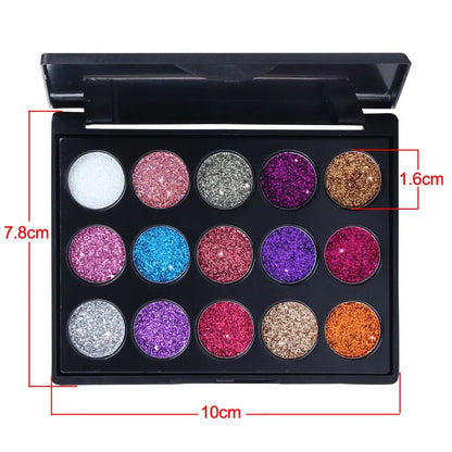 OWOSC 15 Color Glitter Eye Shadow Palette