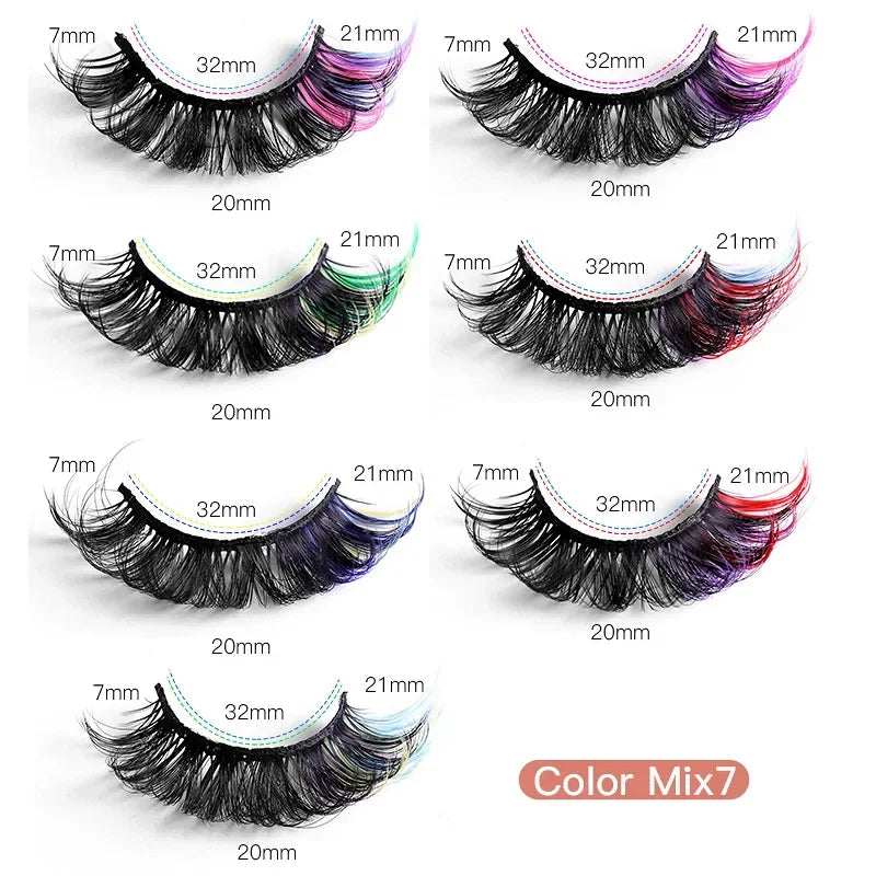 7 Pairs of 3D Mink Colored Russian Fluffy Eyelashes