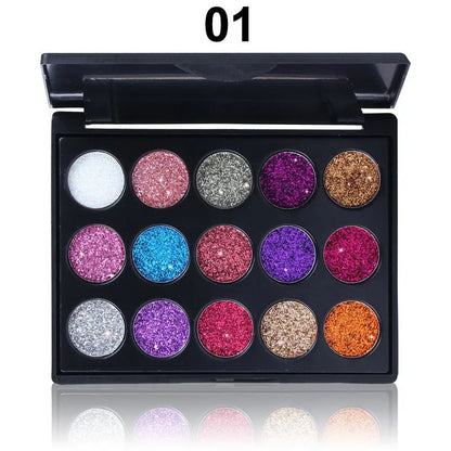 Cmaadu 15 Color Glitter Eye Shadow Pallete Pigment Professional Eye Make up