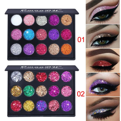 Cmaadu 15 Color Glitter Eye Shadow Pallete Pigment Professional Eye Make up