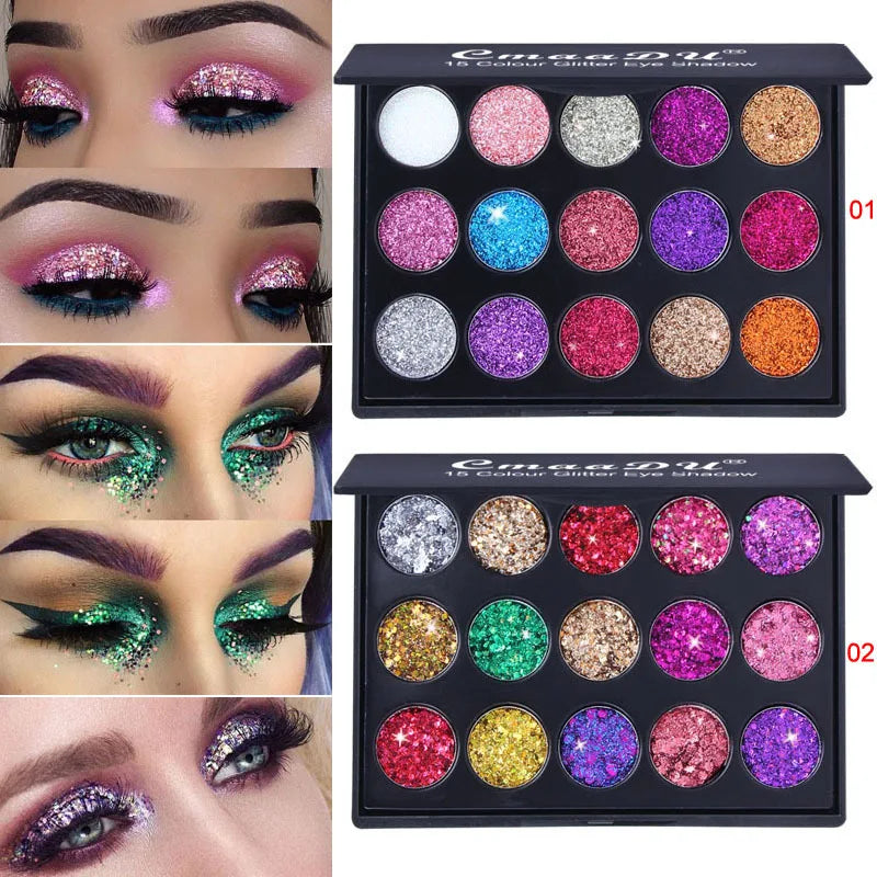 Cmaadu 15 Color Glitter Eye Shadow Pallete Pigment Professional Eye Make up